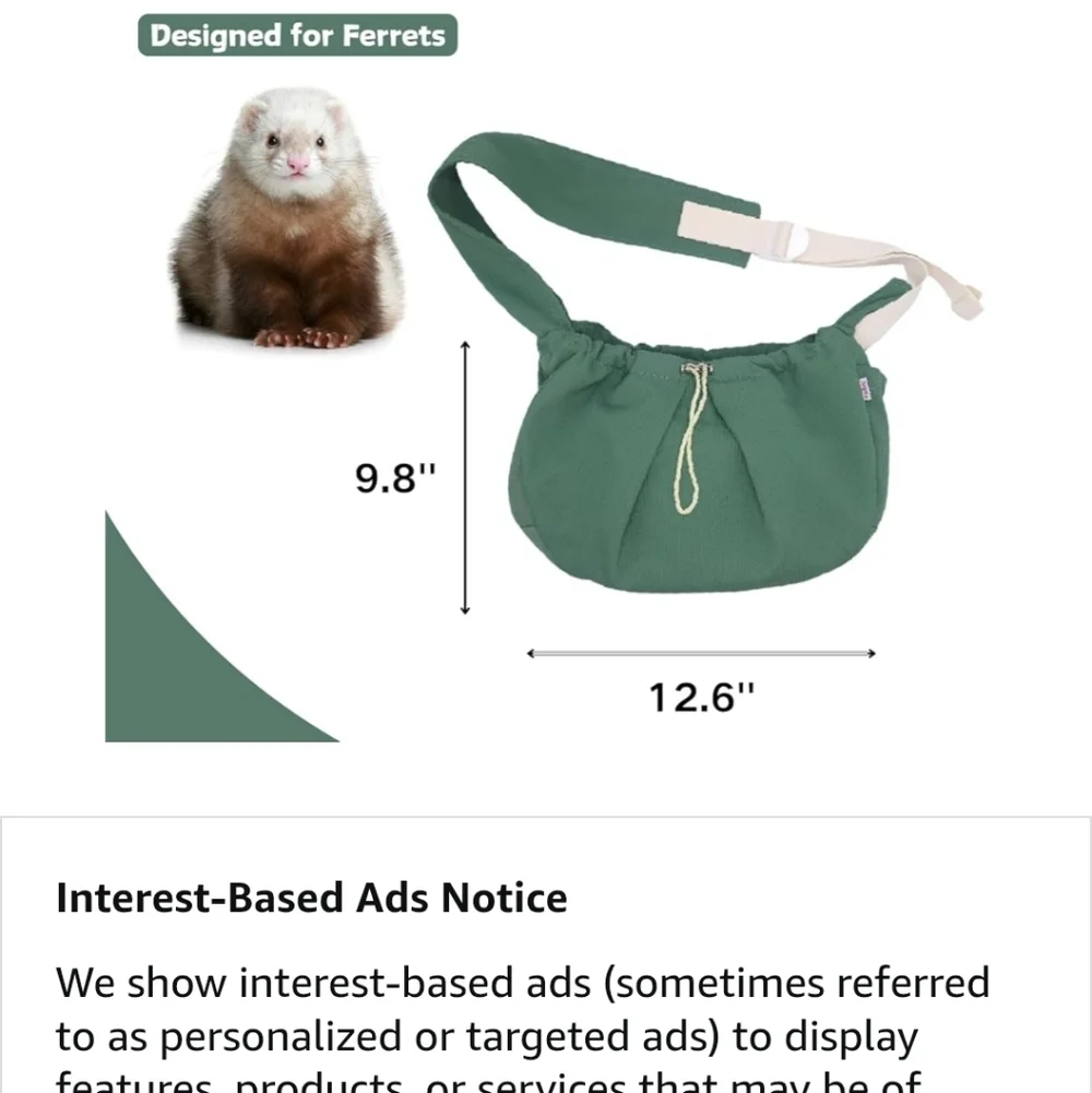 Green Pet Sling Carrier for Small Animals New Never Worn